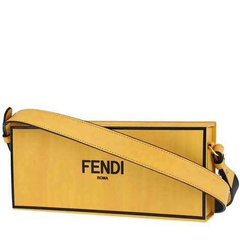 borsa fendi rettangolare di pelle gialla e rettile